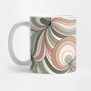 Retro Swirl Pattern Beige and Green Mug